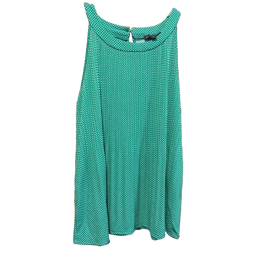 Adrianna papell green polka dot sleeveless halter blouse size m